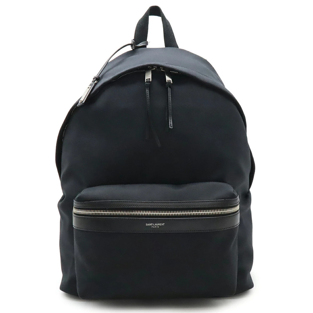SAINT LAURENT PARIS YSL Yves Backpack Rucksack Canvas Leather Black